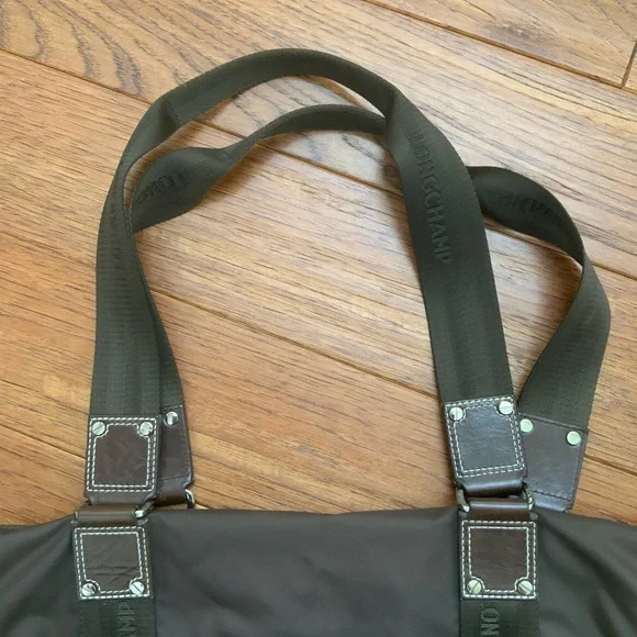 Longchamp Brown Nylon Tote with Brown Leather Square Label - Picture 6 of 10